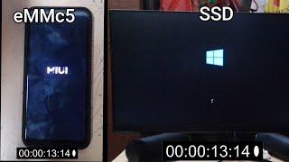 Mobile Phone Vs PC - Speed Test | eMMc5 Vs SSD | Boot Time Comparison