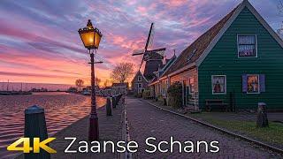 Zaanse Schans  Netherlands Evening Walk With Calm Music For Relaxation 4K 60p