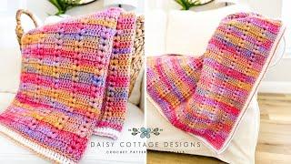 Puff Stitch Blanket Crochet Tutorial - Happy Hearts Blanket