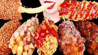 ASMR MOZZARELLA CHEESE CORN DOG EATING SOUNDS MUKBANG 명랑핫도그 치즈핫도그, 라면땅핫도그, 마늘핫도그 먹방 咀嚼音