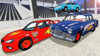 Lightning McQueen From the Cars Movie Crashes at Daytona! - BeamNG Gameplay Race & Crashes