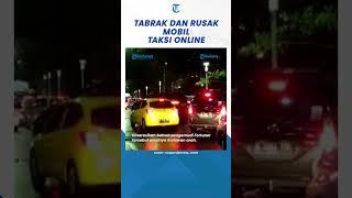 Lawan Arah Ditegur, Sopir Fortuner Tabrak Taksi Online