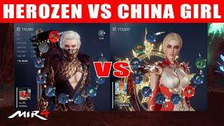 Mir4 - Herozen vs China Girl | Protecting your clanmate while farming gold darksteel