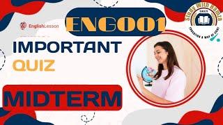 ENG001|| MIDTERM || IMPORTANT SOLVED QUIZ || EXAM PREPARATION