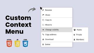 Create Custom Right Click Menu / Context Menu using HTML, CSS & JavaScript