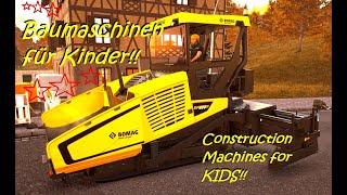 Bau-Simulator - Meiller Kipplaster AM12 , BOMAG BF 600 Asphaltfertiger, Walze HAMM HD+ bauen Straße