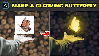How to make a glowing butterfly in a hand - Photoshop Tutorial
