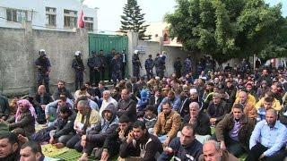 Demonstrators in Gaza protest outside former Egyptian embassy