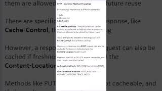 http common method properties | cacheable | API's