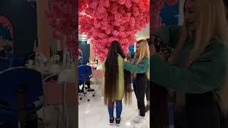 Iranian super long haired girl got haircut From Butt to shoulder length