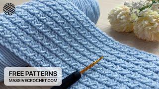 SUPER EASY Crochet Pattern for Beginners! 🩵️Crochet Stitch for Baby Blanket, Bag & Scarf