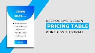 How to Create Responsive Pricing Table using HTML CSS