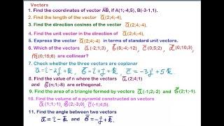 Collinear and coplanar vectors.  Coordinates and the length