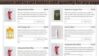 custom add to cart button with quantity for any page