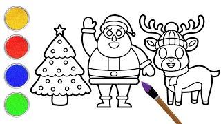 Christmas Drawing for Kids | Christmas Tree, Santa, Reindeer Painting | Chiki Doodle