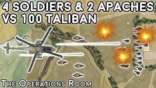 4 Soldiers and 2 Apaches vs 100 Taliban Fighters - Afghanistan 2007 - Animated