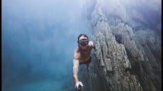 Freediving Underwater Cliffs in Coron, Philippines (Sony Action Cam)