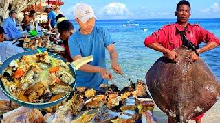 Mahluk yang ditakuti manusia mengamuk berakhir di pembakaran, Catch & Cook Stingray Fish 