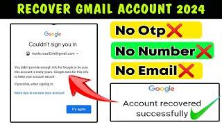 how to recover gmail account without phone number and recovery email | Gmail Recovery