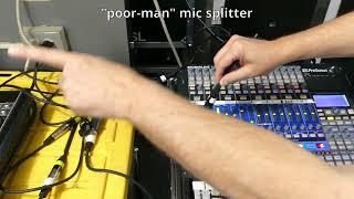 Setting up a cheap mic-splitter for two audio consoles