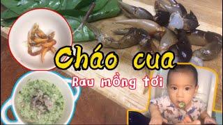 Cháo cua đồng rau mồng tơi cho bé bắt đầu ăn dặm | Thực đơn ăn dặm