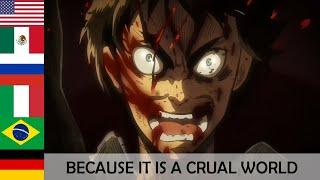 "EREN FINALLY TRANFROMS" in 7 languages ● Attack On Titan