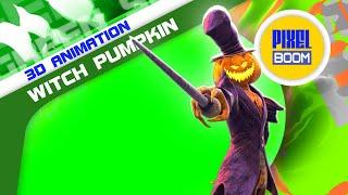 Green Screen Halloween Witch Pumpkin 3D Animations - PixelBoom