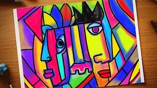 Cubism Picasso inspired Abstract portrait | Cubism art lesson for kids | How to draw Cubism faces