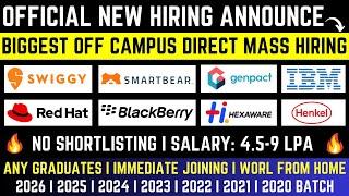 Biggest Official New Hiring Announce | Direct Test Hiring | Test Ongoing | OFF Campus Drive 2026-20