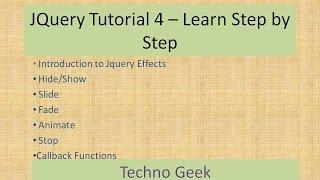 JQuery Tutorial 4 Learn Step by Step | JQuery Effects