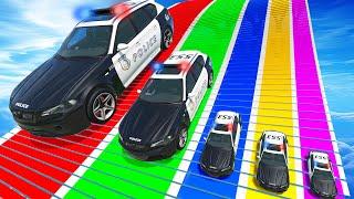 Big & Small Police Cars with Slide Color and Portal Trap - Police Truck Rescue Cars - BeamNG.Drive