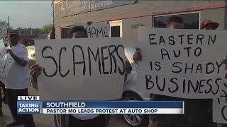 Protest at auto shop