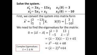 Solving Systems of Differential Equations that Involve Complex Eigenvalues