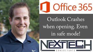 Outlook Crashes when opening - Even in Safe Mode - Quick Fix!