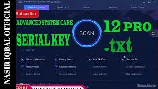 Advanced SystemCare 12 Pro v12.3.0.332 Serial key 2019 100% Working (2019) | Nasir Iqbal Official