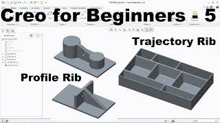 Creo Tutorial for Beginners - 5 | Creo Profile Rib | Creo Trajectory Rib