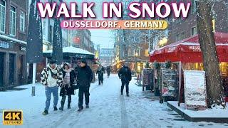 [-3ºC] Snowfall Walk 4k ️ | Snow in Germany 2024  (Düsseldorf) [With Captions]