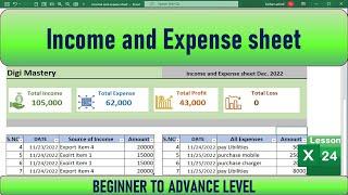 Best way to create income and expense Dashboard in excel for office and personal use