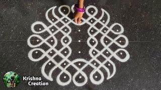 Easy sikku kolam, Kambi kolam | Melikala muggulu | 7x3x3 dot neli kolam | Beautiful Kambi kolam