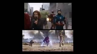 Avengers and Avengers: Infinity War theme scene comparison