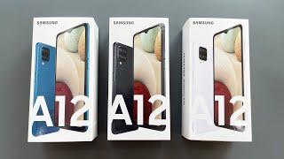 Samsung Galaxy A12 Black, White, Blue unboxing