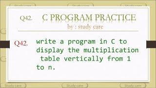 C Programs:write a program in C to display the multiplication table vertically from 1 to n.