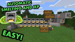 SIMPLE 1.21 AUTOMATIC SUPER SMELTER TUTORIAL in Minecraft Bedrock (MCPE/Xbox/PS4/Nintendo Switch/PC)