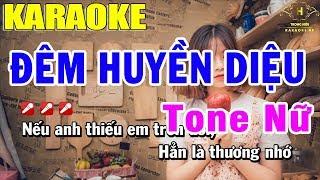 Karaoke Đêm Huyền Diệu Tone Nữ Nhạc Sống | Trọng Hiếu