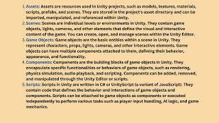 Unity's structure & Explanation of Unity game objects.