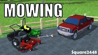 Farming Simulator 15 - Mowing With 72 Inch Mowers - Weed Eater - Exmark - John Deere