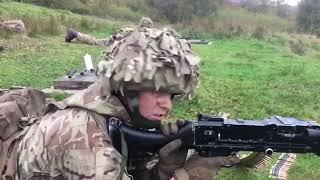 Irish Guards on the range firing the General Purpose Machine Gun