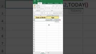 Calculate Age from date of birth in Excel