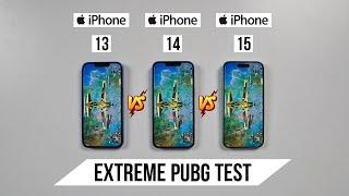 iPhone 13 vs 14 vs 15 Extreme Pubg Test, Heating and Battery Test 