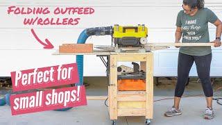 Easy DIY planer stand with storage, folding out-feed table and rollers. [PLANS]